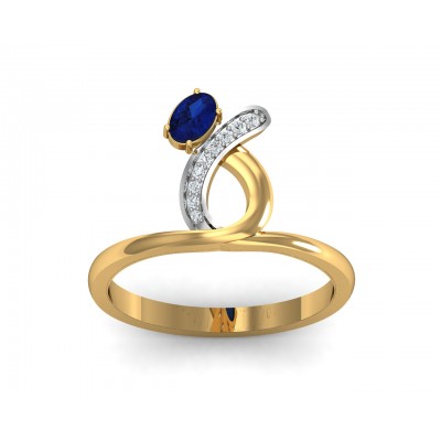 Rami Blue Sapphire & Diamond Ring in Gold